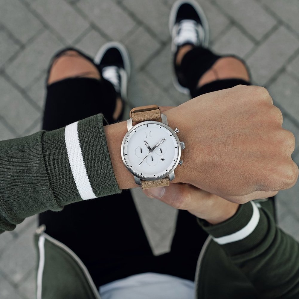 Chrono White Caramel Modern Watch